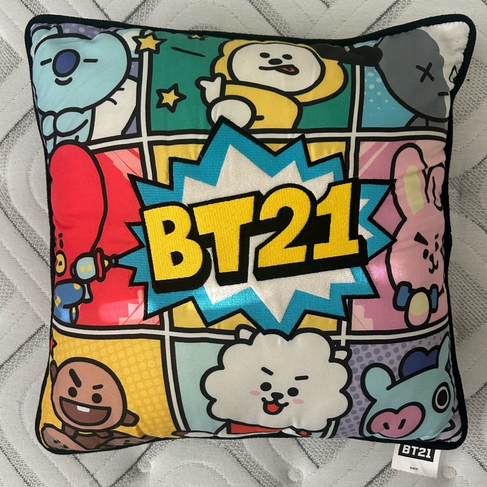 BT21 Colorful Character Throw Pillow 16”x16”